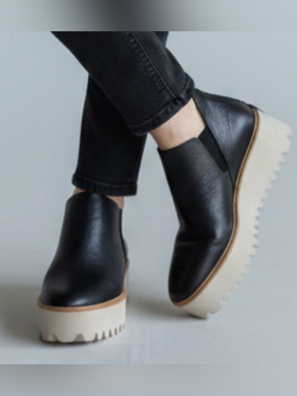 ALL BLACK Flatform Tread wedge booties size 40.5 or 9.5